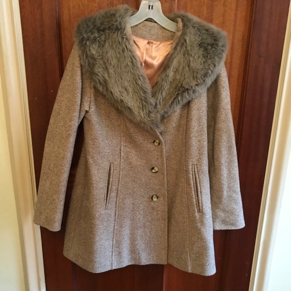VINTAGE Faux Fur Coat with Powder Pink Lining